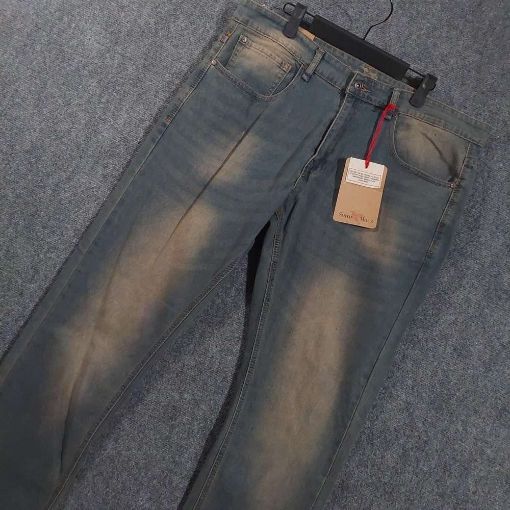 NWT Smith Mills Jeans Mens 36x32 Blue Sedona Slim Fit Stretch Denim Straight